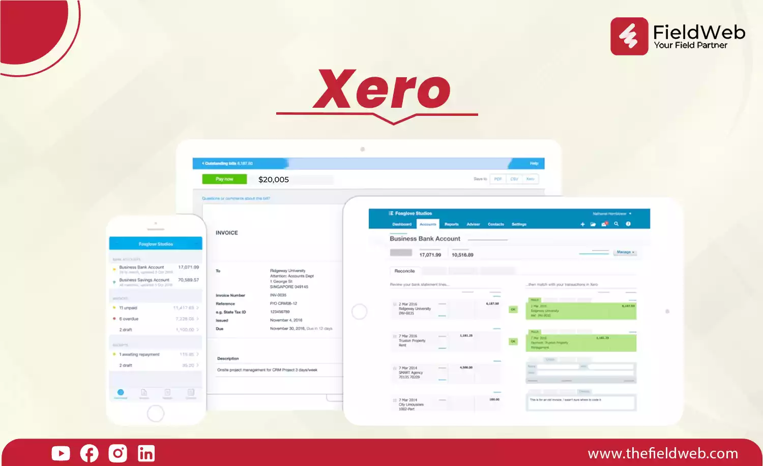 image is displaying the account management features of xero
