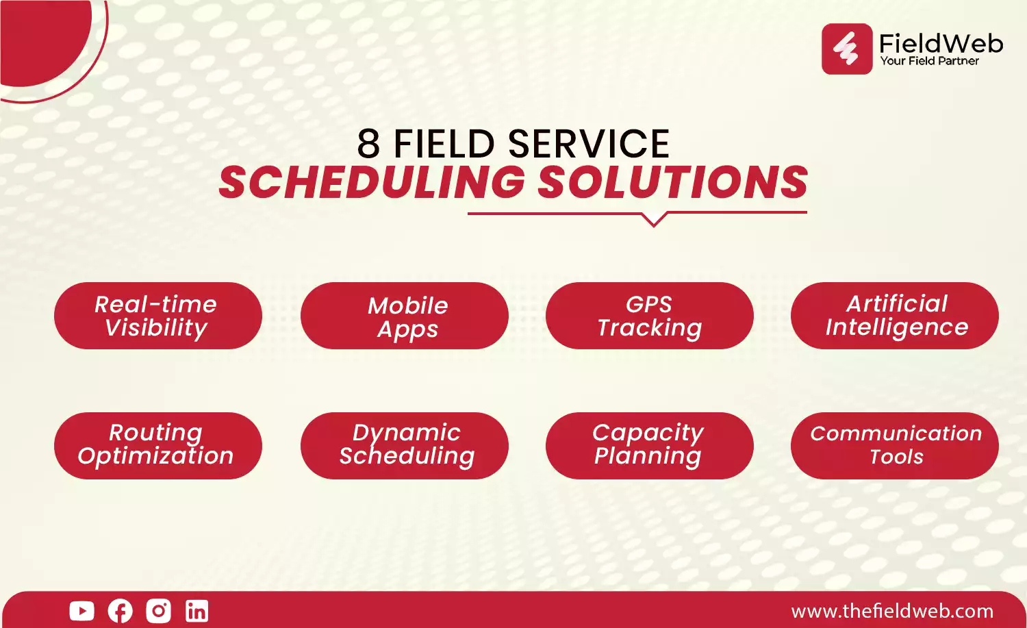 image is displaying 8 solutions of field service scheduling