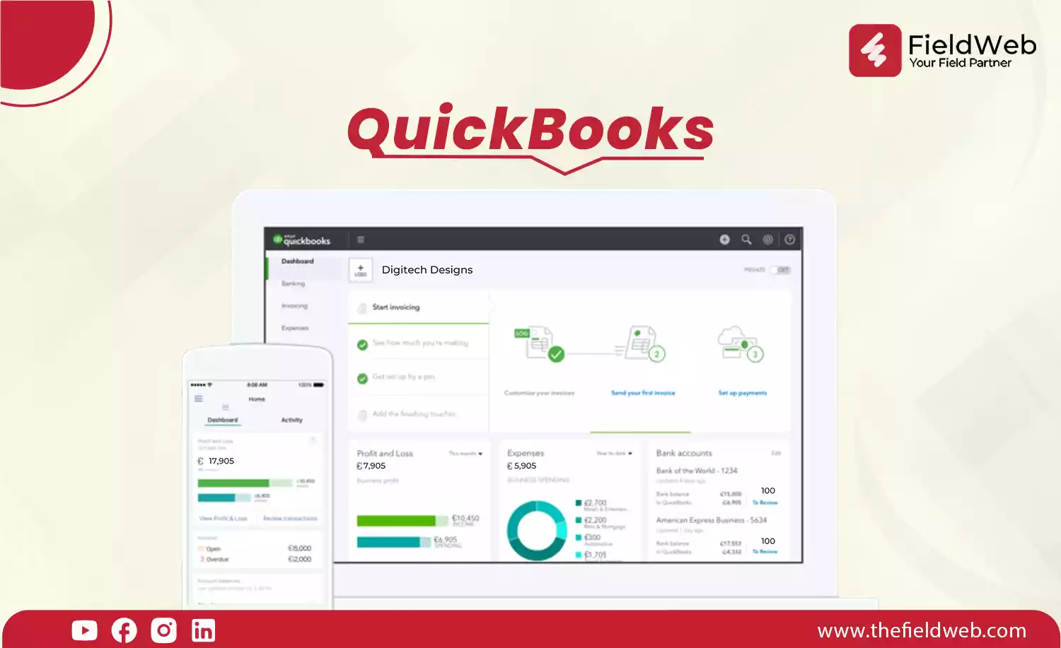 image is displaying the account management features of quickbooks