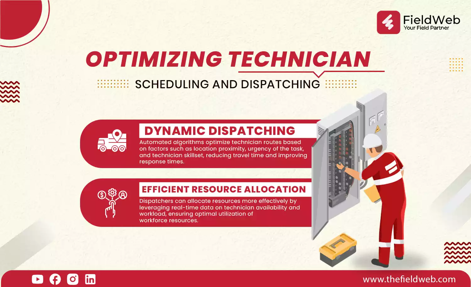 image is displaying technician fixing the ups optimizing the work with scheduling and dispatching