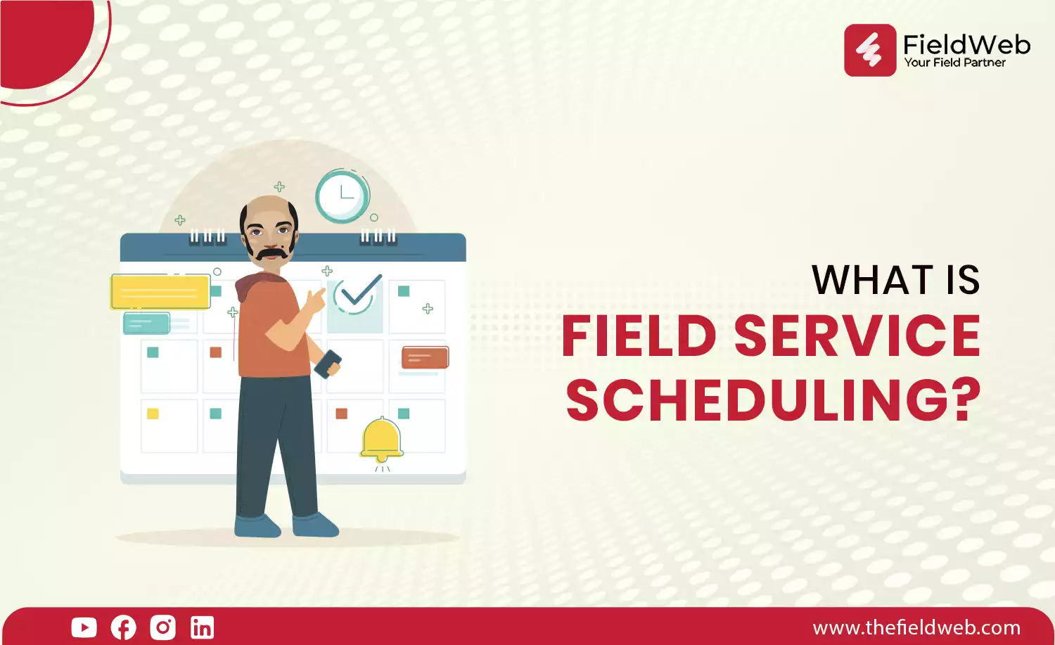 image is displaying about field service scheduling, the technicians working in background