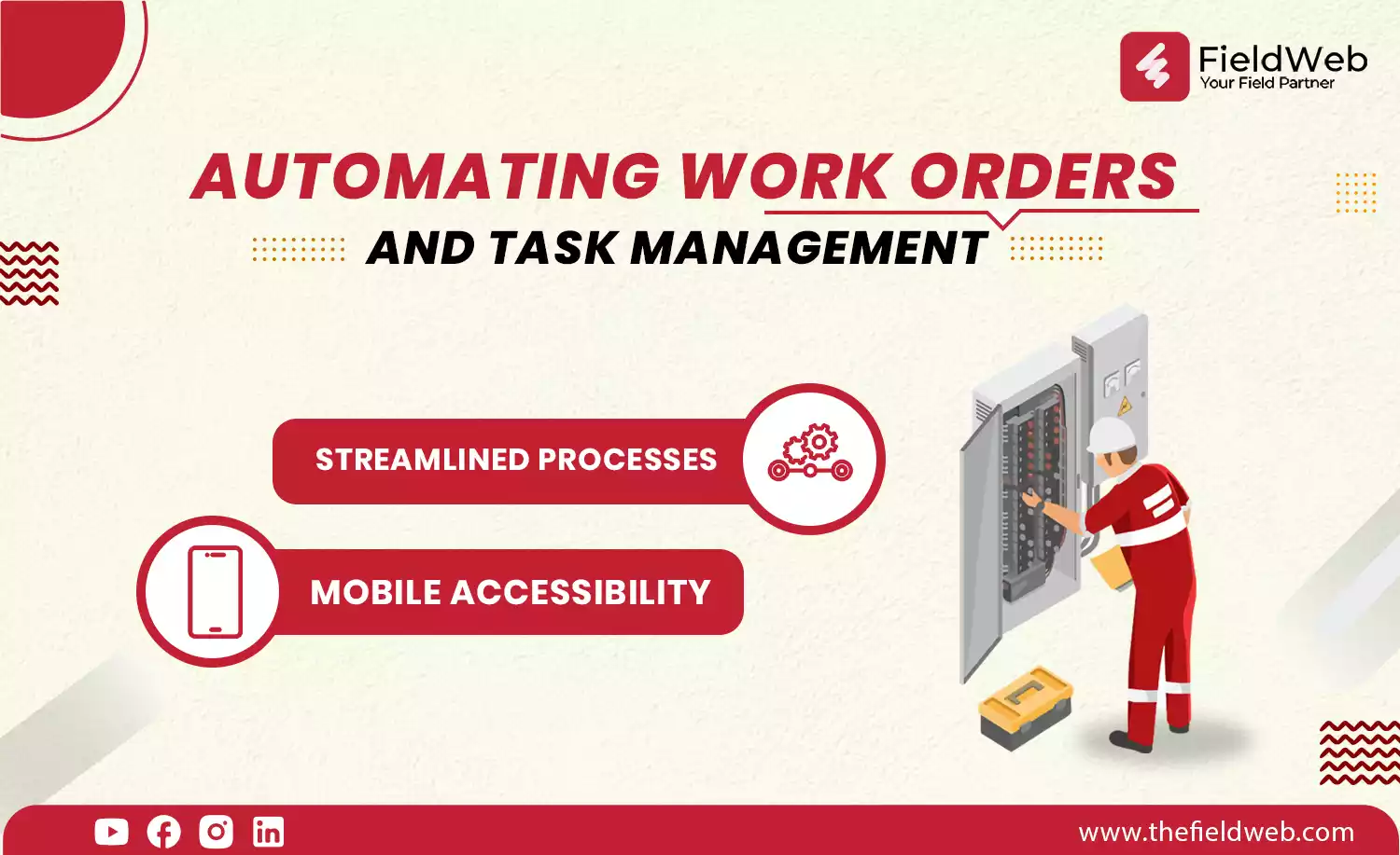 image is displaying technician fixing the ups with automated work order and task management